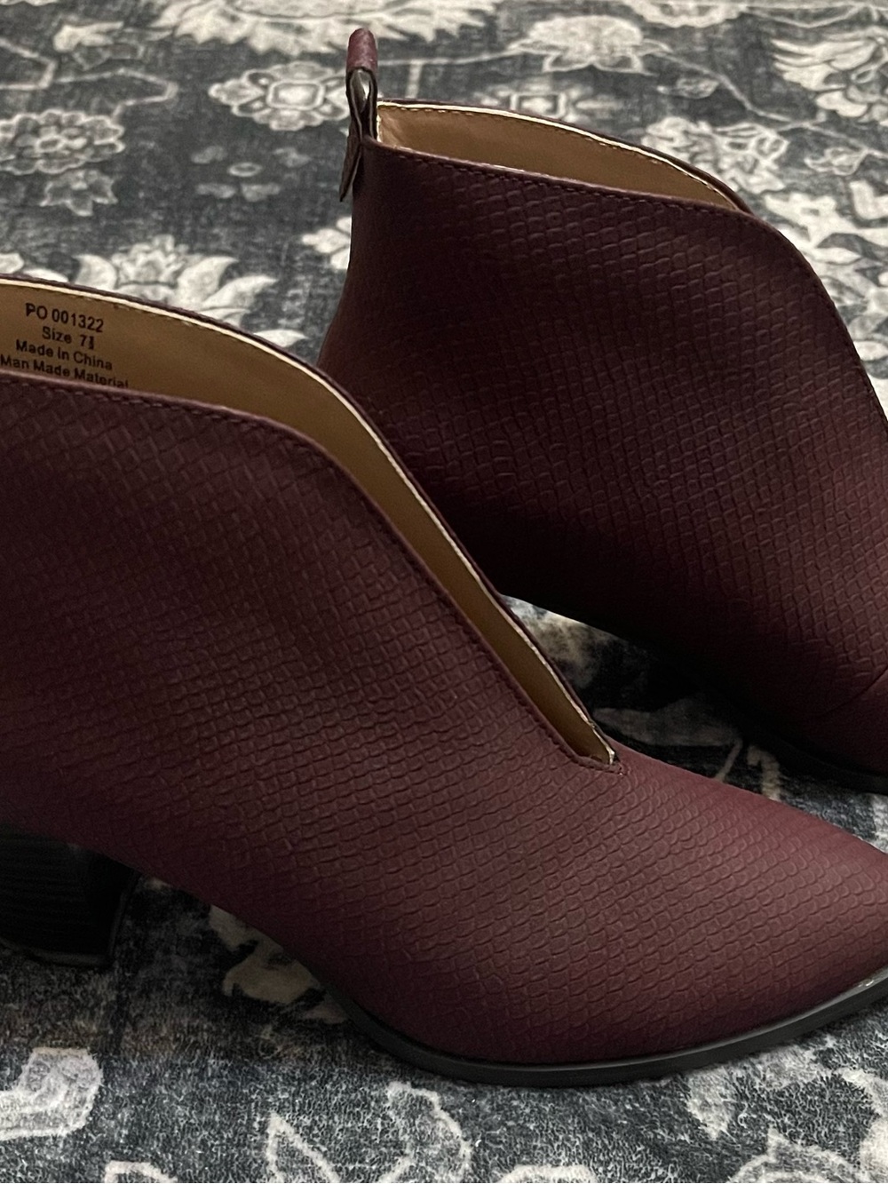 Journee Collection Burgundy Textured Ankle Booties